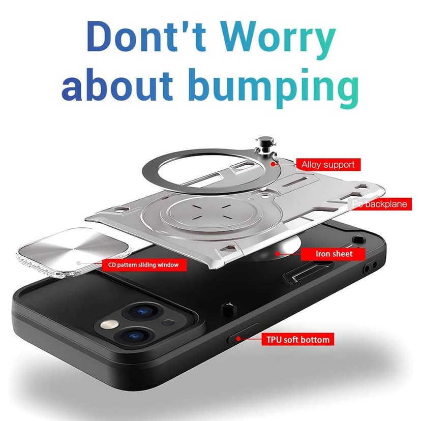 LIRAMARK Case Compatible with Apple iPhone 13 (6.1 inch) with Stand & Slider Camera Military Grade Protection view 6