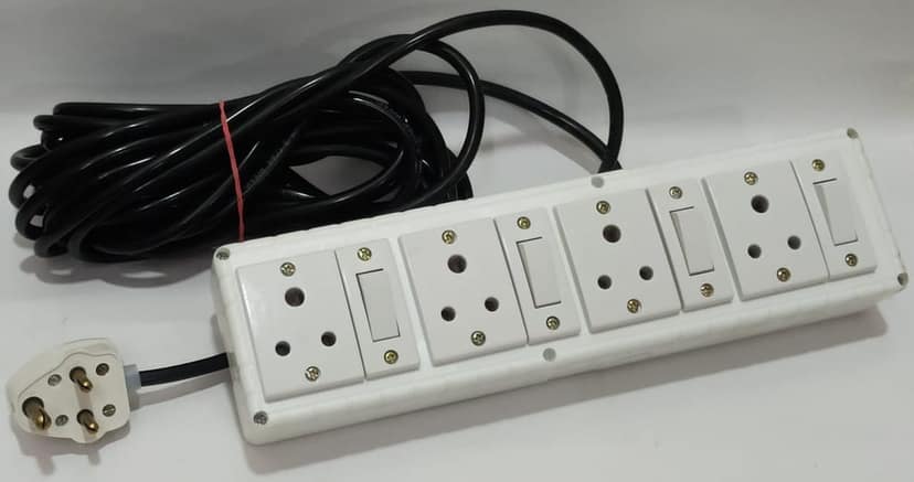 6A 4 Sockets (3 Pin Socket) & 4 Switch (Straight) Extension Box with 6A Plug & 15m Wire view 4