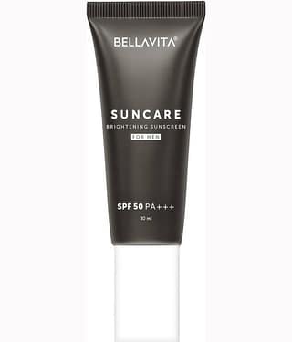 BELLAVITA Suncare Brightening Sunscreen For Men SPF 50 PA+++ Broad White Cast Brightens Skin Instantly Ultra Lightweight Prevents Tanning 30 ml