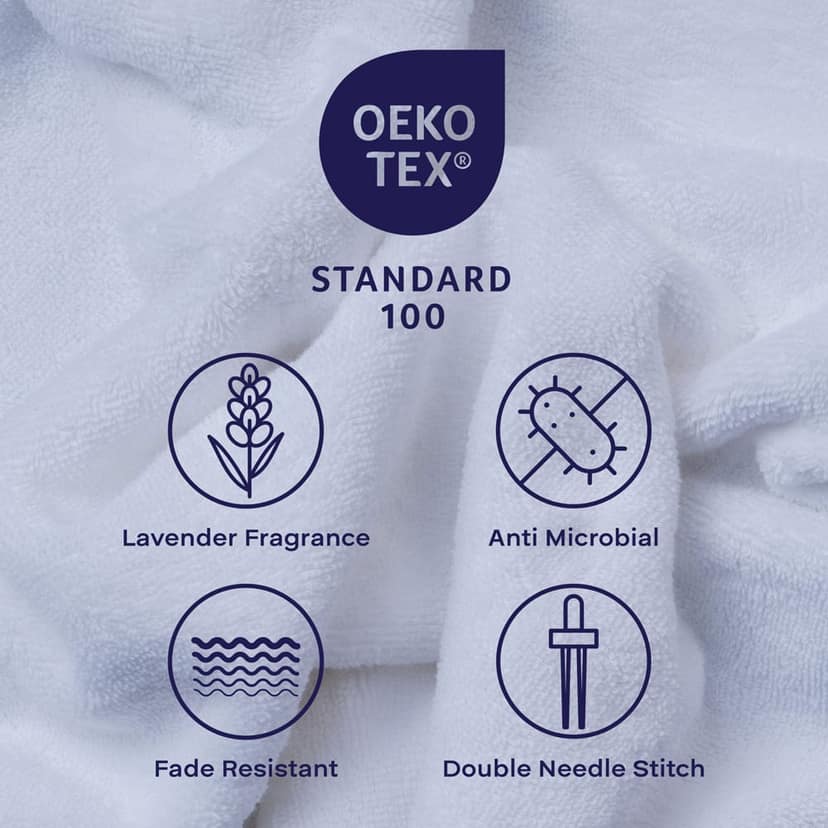 Feather & Spun Bath Mat (Pack of 2) | Lavender Fragrance | Oeko-TEX® Standard 100 | Anti Microbial | Fade Resistant | Double Needle Stitch | 100% Cotton - 791 GSM - 58 cms x 81 cms (Pure Snow) view 5