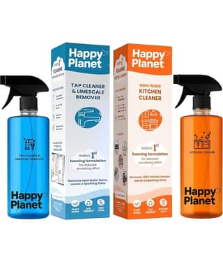 Happy Planet Tap Cleaner & Limescale Remover and Kitchen Cleaner Combo (999 ml)