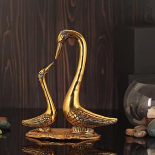 Bharat Saini Art ; Aluminium Kissing Duck Figurine Standard Golden 1 Piece