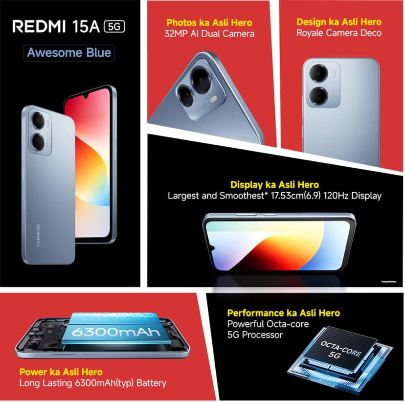 REDMI 15A (Awesome Blue, 4GB RAM, 128GB Storage) view 2