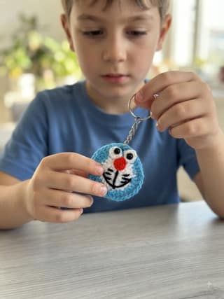 CROSHIA HUT Handmade Crochet Doremon Keychain
