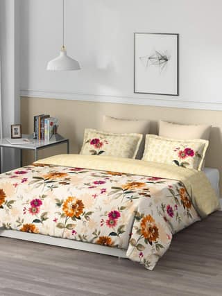 DDECOR - Cherish Collection 100% Cotton Floral Pattern 150TC King Quilt |229 CM X 274 CM| - Orange