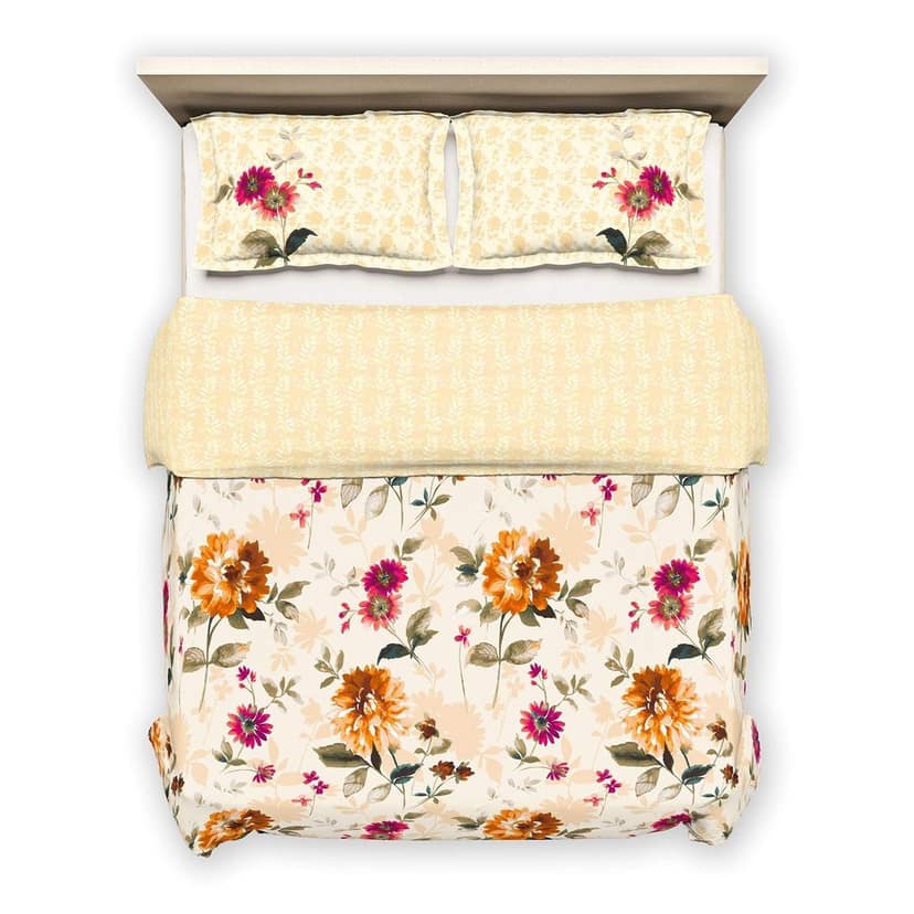 DDECOR - Cherish Collection 100% Cotton Floral Pattern 150TC King Quilt |229 CM X 274 CM| - Orange view 2