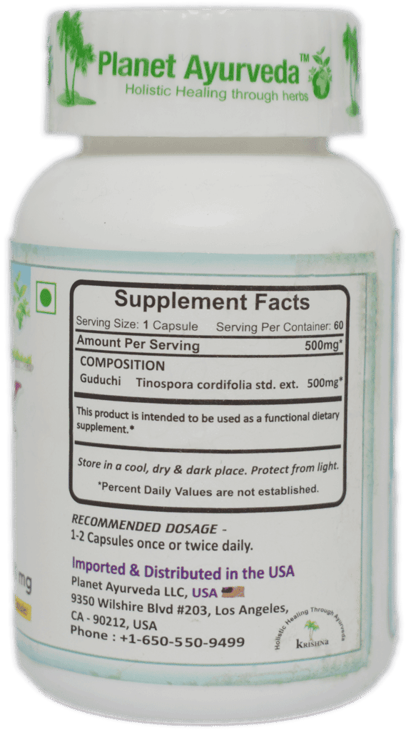 Planet Ayurveda Giloy (Tinospora Cordifolia Extract) 60 Veg Capsules 500mg view 2