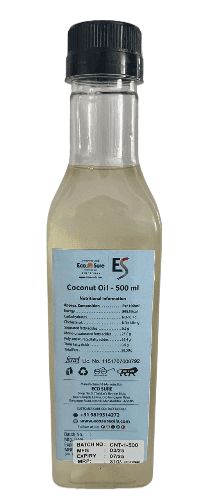 Eco Sure Coconut Oil - 500ml - 100% Pure & Natural, Cold Pressed, Unrefined, Vegan, Gluten-Free view 2