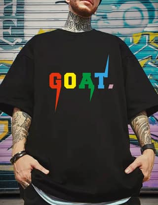 SCOTT FINCHER Men's Streetwear Hip Hop T-Shirt, Colorful GOAT Graphic Tee, Casual Short Sleeve Cotton Tshirt, Summer Tops : AA(ARN)BLACK_251