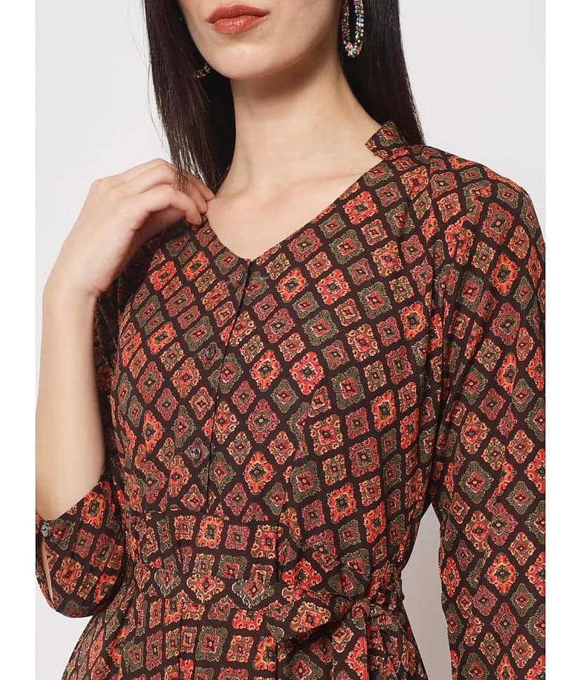 Rudrakriti - Brown Crepe Women's Gown ( Pack of 1 ) view 2