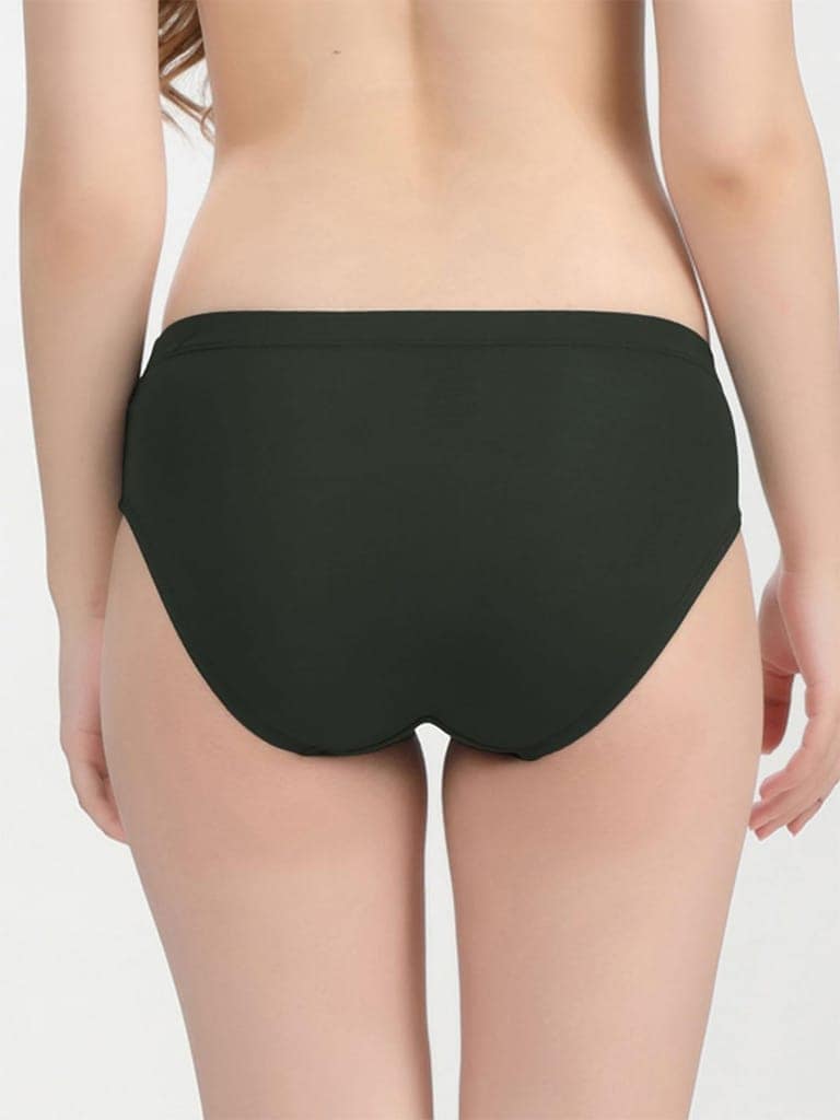 Freecultr Women’s Micromodal Mid-Rise Hipster | Super Soft & Breathable Fabric | Medium Rear Coverage | Comfortable Stretch Elastic | Pack of 3 |Color - Avocado Green,Sable Black,Pink view 2