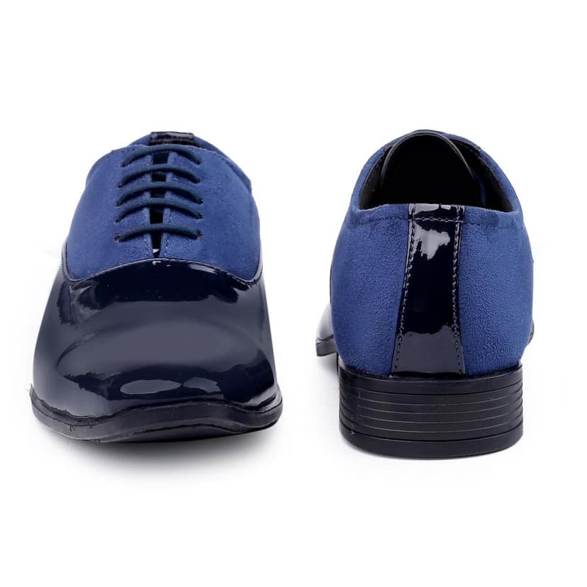 Bxxy's Faux Leather Semi Suede Classic Party Wear Lace-up Shoes for Men view 7