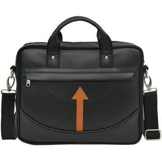 MATRICE laptop cum messenger bag with Black-Tan faux vegan leather(NE-S-0788-BlackTan)