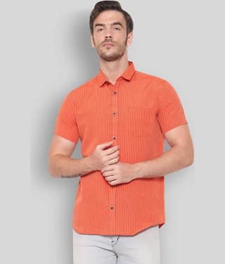 Latest Chikan - Orange Cotton Blend Regular Fit Men's Casual Shirt (Pack of 1)