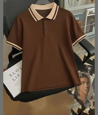 ENITOR Men Cotton Blend Regular Fit Solid Polo T Shirt ( Beige )