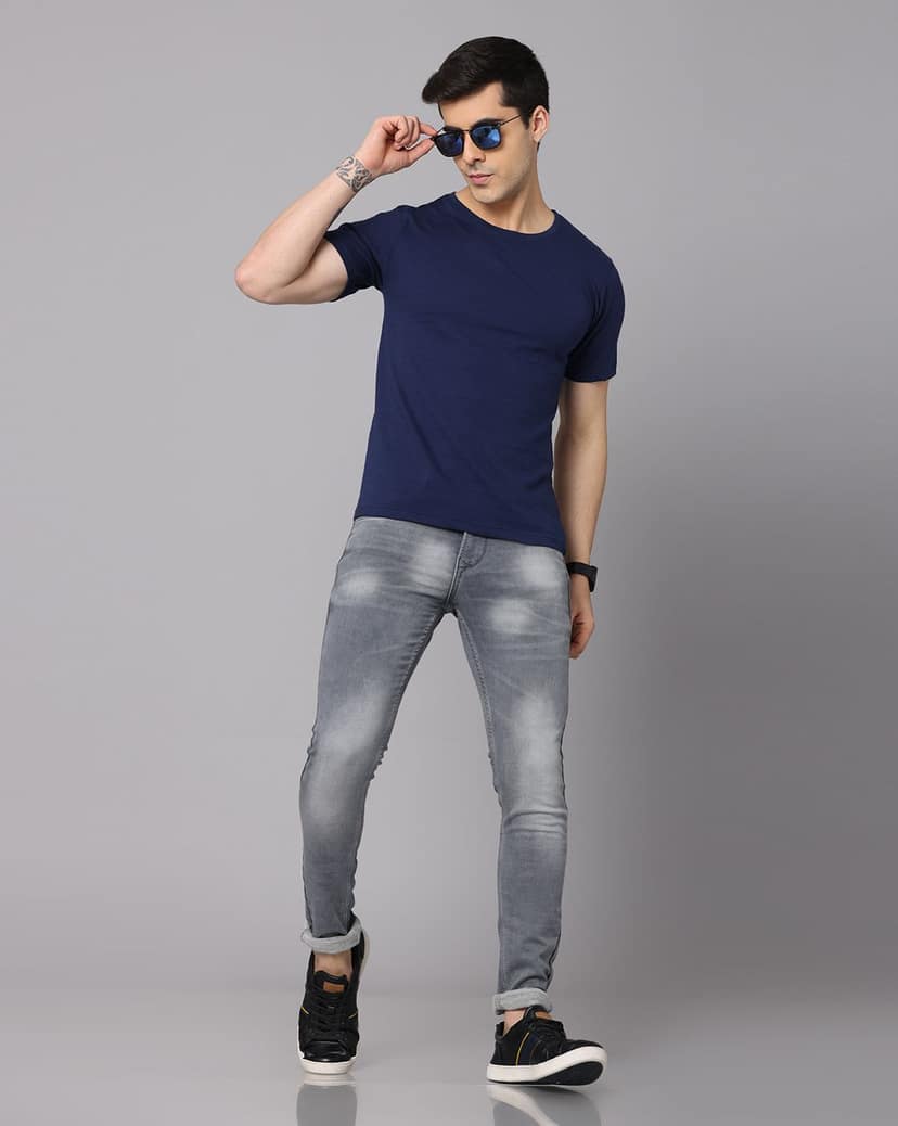 Crepeon Mens Plain Round Neck T shirt