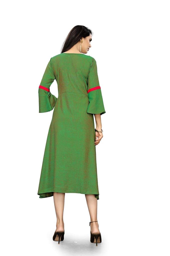 B&T Swara Women's Rayon' Two Tone Slub Kurti (BT140_Green_XL) (X-Large, Green) view 3