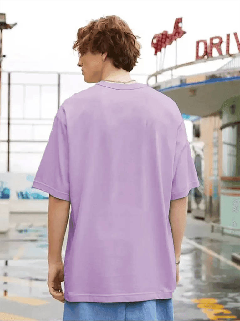 SCOTT FINCHER Men's Lavender Oversized Cotton T-Shirt - Crew Neck, Short Sleeve : AA(PARN)LAVANDER view 3