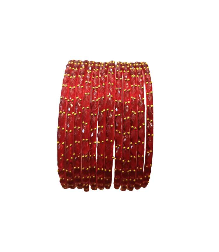 Traditional Red Beaded Bangle Set for Women view 2