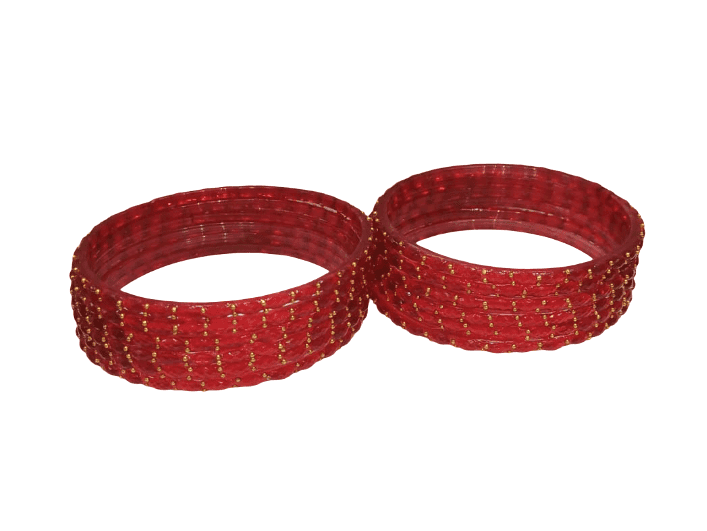 Traditional Red Beaded Bangle Set for Women view 3