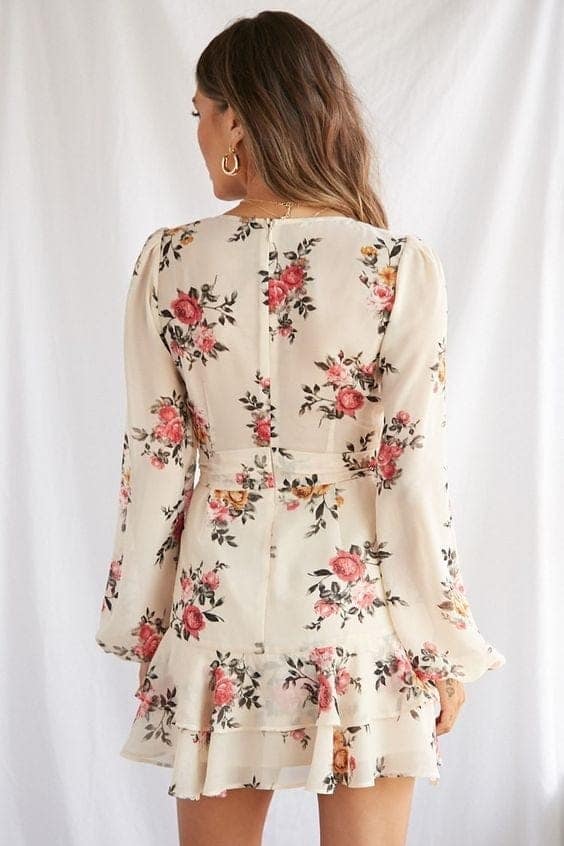 Elchic Surplice Neck Floral Print Georgette Mini Dress view 2