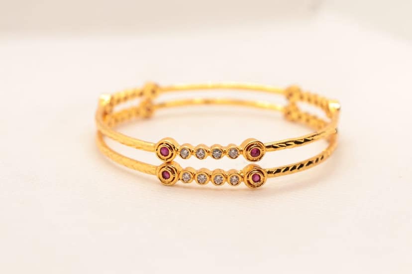 Gold Plated Traditional Indian Wedding Bangle Set for Women and Girls view 2