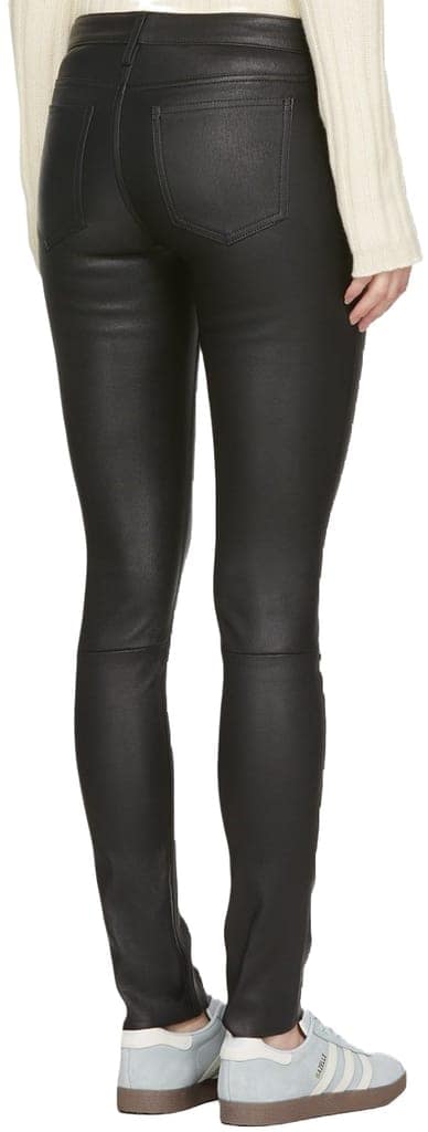Five Pockets Women Black Stretch Genuine Nappa Leather view 2