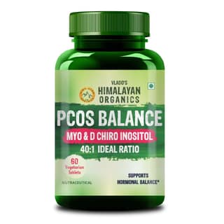 Vlados Himalayan Organics PCOS Supplement For Women 40:1 Ratio 2000mg to 50mg D-Chiro-Inositol | Balance Hormonal Levels 60 Veg Inositol Tablets