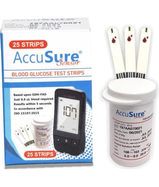 ACCUSURE Sensor Glucometer Test Strips Pack of 1(Pack of 25)