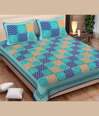 ABHACLOTHO Cotton 1 Double Bedsheet with 2 Pillow Covers ( Multicolor )