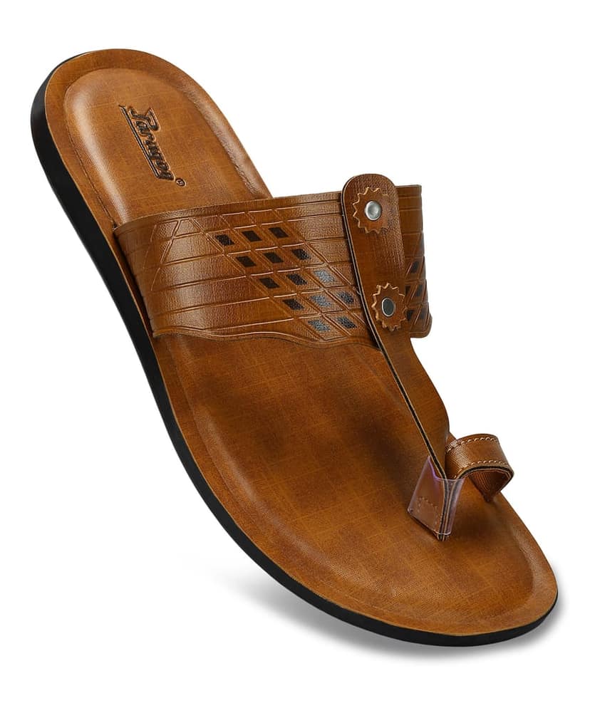 Paragon Men's Slip-on Tan Sandals for Men | Comfortable Sole & Durable view 6