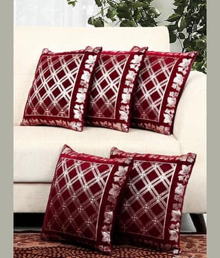 BELLA TRUE Set of 5 Velvet Cushion Covers 40X40 cm (16X16)
