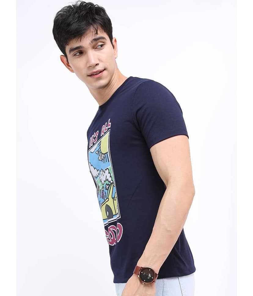 Ketch Pack of 1 Polyester Slim Fit Men's T-Shirt ( Navy ) view 4