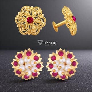 Vivastri Premium Gold Plated Alloy Stud Earrings Combo for Women & Girls Pack of 2