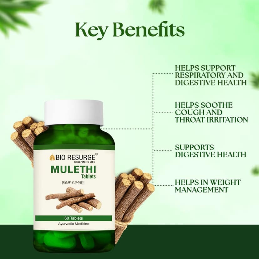 Bio Resurge Mulethi Tablets 750mg | Ayurvedic Herbal Product | 60 Tablets view 2