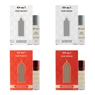 MUSK DELIGHT & MIRAGE, ROSE MAJESTIC & IMPERIAL CONCENTRATED PERFUMES, 4 X 6ML