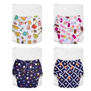 Superbottoms BASIC EASY - Pack of 8 |4 Cloth Diapers+ 4 Inserts - Freesize Adjustable & Reusable Cloth Diaper for babies 0-3 Years | With quick drying prefold style soaker-Assorted Superbottoms BASIC EASY - Pack of 8 |4 Cloth Diapers+ 4 Inserts - Freesiz