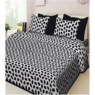 Cotton Stone Print 120 TC Double Bed Sheet With 2 Pillow Covers - (82 Inch X 92 Inch, Black)