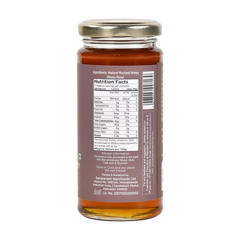 Sanjeevani Organics 100% Natural Mustard Honey 300g | Monofloral, Unpasteurized, No Additives & Preservative-Free | Rich in Flavor & Nutritious view 3