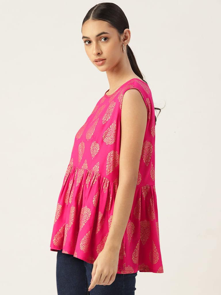 Pink Waist Blouson Top view 3
