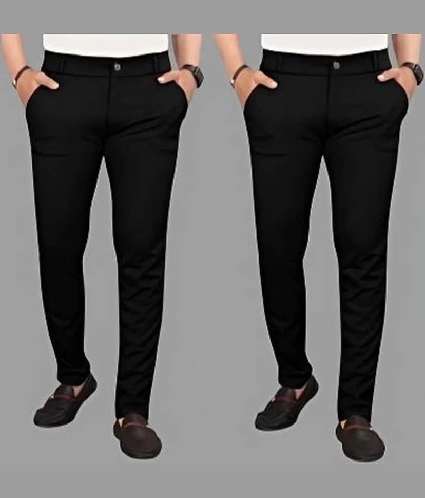 DWIDEN Regular Flat Men's Chinos - Black ( Pack of 2 )