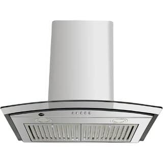 Ruwa 60cm 1100m3/hr Stainless Steel Kitchen Chimney Model: Dove SS (Features Push Controls, Stainless Steel Baffle Filter, 3watts led Lights with Plastic Oil cup)with installation Kit