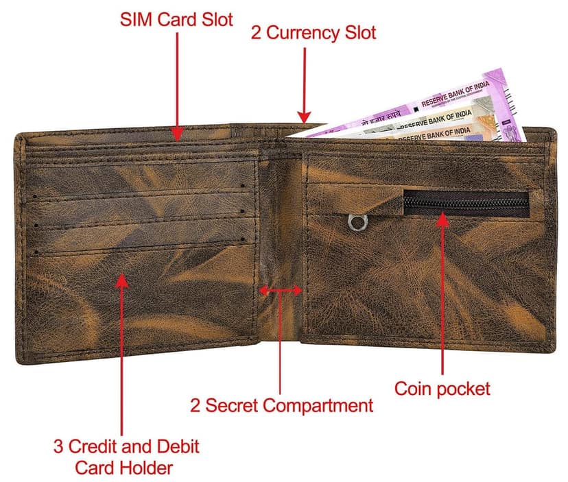 Out Side Card Slot Bi-Fold Premium Faux Leather 6 ATM Card Slots Wallet for Men-B view 4