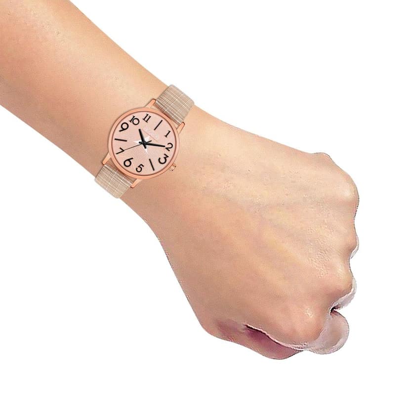 Loretta MT-349 Peach Leather Belt Slim Dial Women & Girls Watch view 5