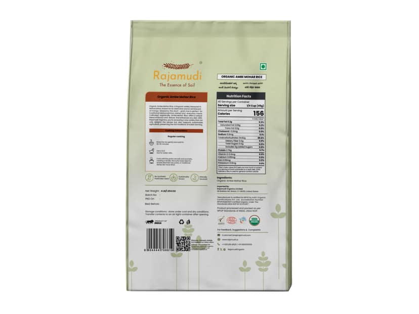 Rajamudi Organics Ambe Mohar Rice (Hand Pounded) - 1 Kilogram view 2