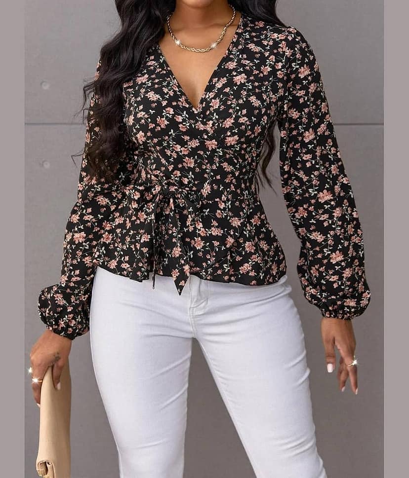 kotty Women's Polyester Peplum Top ( Black )