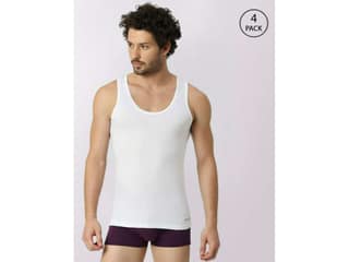 Frenchie Oxy Men Solid White Cotton Vest (Pack of 4 ) - 4XL