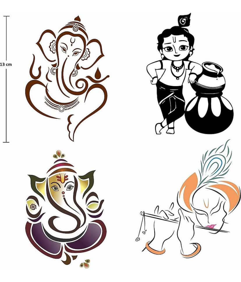 Asmi Collection Ganesha Hanuman Krishna Rama God Wall Sticker ( 13 x 10 cms ) view 2