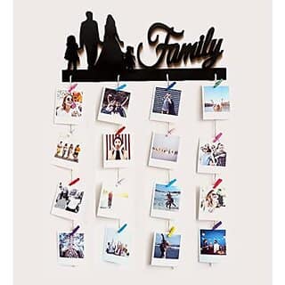 Khush Its Amazing Wood Family Hanging Photo Display, DIY Picture Photo Frame Collage Set Includes Multi colour Clips view 2