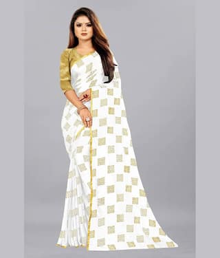 Rhey Chiffon Printed Saree With Unstitched Blouse Piece ( Mint Green )